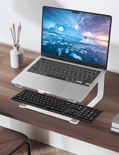 SOUNDANCE Laptop Stand for Desk, Metal Riser, Fits 12-17.3 Inch, White - Image 6
