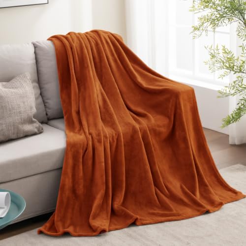 BEDELITE Fleece Blanket Soft Plush Throw for Couch Terracotta 50"x60" - Image 5