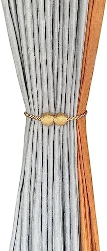 MELALUXE 2 Pack Magnetic Curtain Tiebacks, Decorative Curtain Holdbacks for Window Décor (Gold) - Image 2