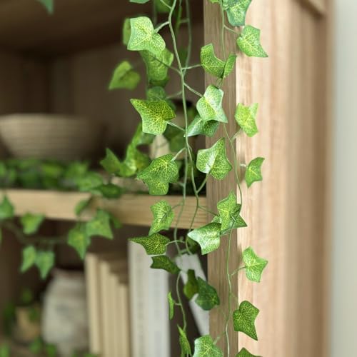 CQURE 14 Pack 98Ft Artificial Ivy Garland,Ivy Garland Fake Vines UV Resistant Green Leaves Fake Plants Hanging Vines for Home Kitchen Wedding Party Garden Wall Room Decor - Image 3