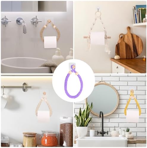 uxcell Toilet Paper Holder, Toilet Tissue Holder Wall Mounted Towel Rings for Home Bathroom Decoration Light Purple - Image 7