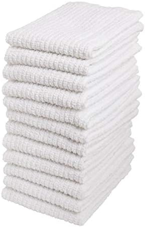 Dish Cloths, 12"x12" Dish Rags, 100% Cotton Kitchen Towels, 12 Pack by Living+Fashions