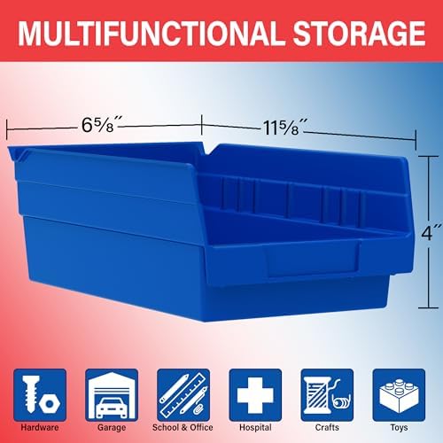 Akro-Mils 30130 Heavy Duty Plastic Shelf Bins, 12"x 6.5"x 4", Green, 12-Pk - Image 3