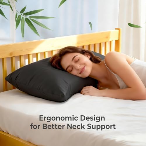 Cooling Curved King Pillow Case for Sider Sleeper Breathable Cool Silky Soft Pillow Cover with Zipper for Hot Sleepers,Hair and Skin Friendly,Black,1 Pack,20x36IN - Image 4