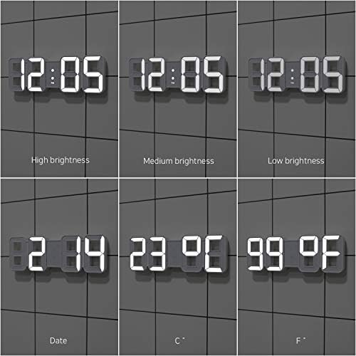 mooas 3D Pure mini Dual LED Clock, Multi-Function LED Clock (Calendar, Alarm, Temperature) (8.5" Dual Table Alarm Clock) - Image 5