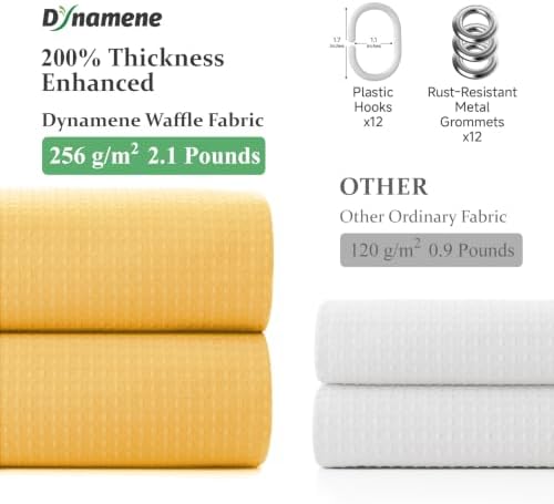 Dynamene Long Waffle Shower Curtain 256 GSM Heavy Fabric 72x78 Gold - Image 5