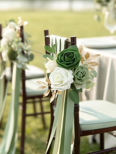 InnoGear Fake Roses 50 Pcs Sage Green Flowers Artificial Faux Foam Floral - Image 2