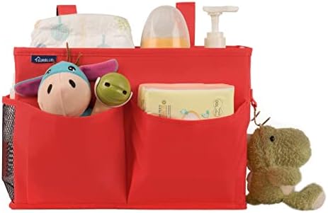 Surblue Caddy Hanging Organizer Bedside Storage Bag for Bunk and Hospital Beds, Red, Small - Image 4