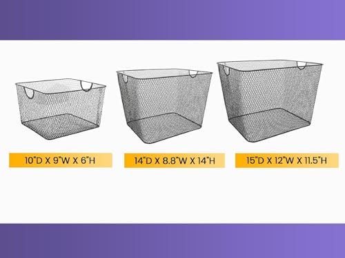 YBM HOME Kitchen Pantry Organizer Mesh Wire Storage Basket for Shelves, Pantry, and Cabinets, Multipurpose Steel Wire Basket for Organizing Office, Household, 14.5 x 9 x 7 in, Pack of 2 - Image 7