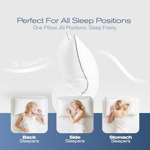 Pillows Standard Size Set of 4, Ultra Thick Down Alternative Bed Pillows,Cooling Hotel Quality Standard Pillow for Back, Stomach or Side Sleepers, Machine Washable(White,4 Pack) - Image 6