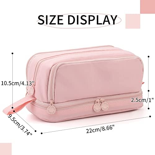 CICIMELON Large Capacity Pen Pencil Case with 4 Compartments, Multi-Slot Pencil Pouch Bag Aesthetic School Supplies Organizer for Teen Girls, Women, Adults (Pink) - Image 5