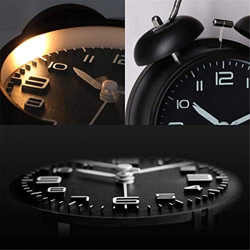 TXY Classical Twin Bell Alarm Clock for Bedroom with Stereoscopic Dial, Frosted Shell, Backlight, Extra Loud Machinical Ringtone, Battery Operated Loud Alarm Clock for Home Office (Black) - Image 3