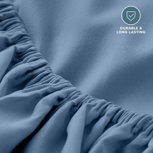 Bare Home Full Fitted Sheet - 1800 Ultra-Soft (Full, Coronet Blue) - Image 5