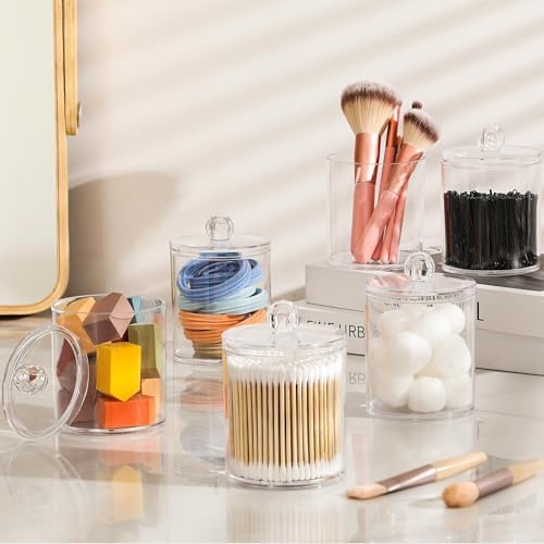 6 Pack Acrylic Qtip Holder Dispenser for Cotton Swabs, Balls, Floss Picks - Image 6