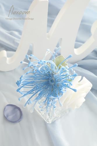 Floroom Dusty Blue Powder Blue Artificial Flowers Fake Roses Dahlias and Greenery Combo Box Set for DIY Wedding Bouquets Bridal Shower Centerpieces Floral Arrangements Party Tables Home Decorations - Image 5