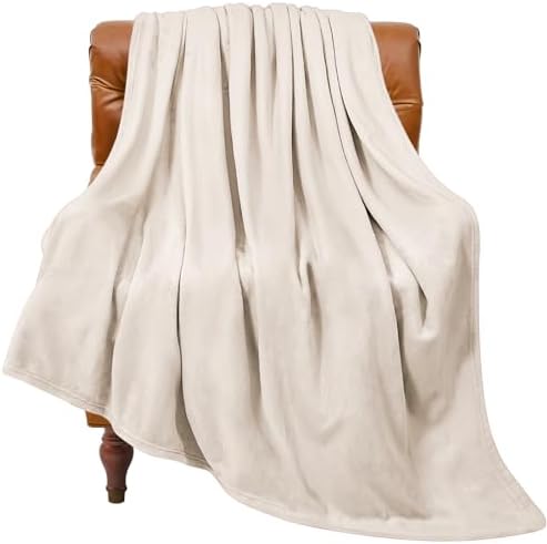 BEDELITE Fleece Blanket Soft Plush Twin Size Blanket Beige 60"x80" by BEDELITE