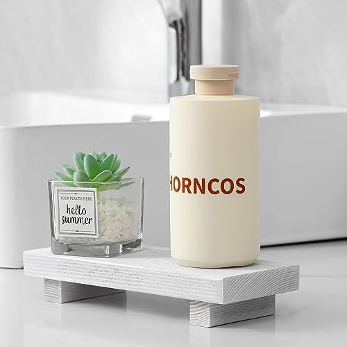 Bathroom Counter Organizer Wood Pedestal Stand Farmhouse Decorative Tray Soap Holder for Kitchen Decor, Small, White - Image 3