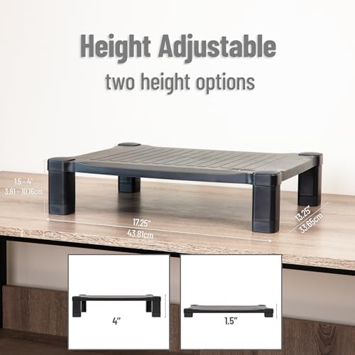 Mind Reader Monitor Stand, Height Adjustable, Desktop Organizer, Laptop Riser, Office, 17.25"L x 13.25"W x 4"H, Black - Image 3