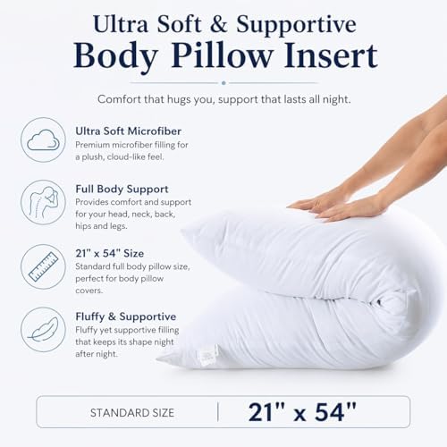 EVOLIVE Body Pillow Insert 21"x54", Medium Support, Microfiber Fill - Image 3