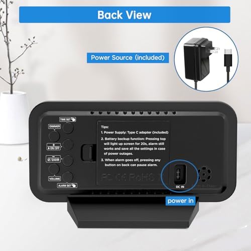 Peakeep Small Digital Alarm Clock for Bedrooms, Loud for Heavy Sleepers - Image 6
