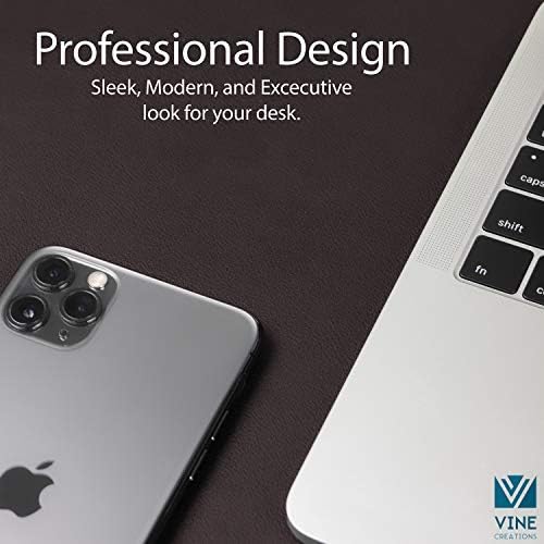Leather Desk Pad 24" x 17", Vine Creations Office Desk Mat Waterproof Brown - Premium Quality - Smooth Mouse Writing Surface - Maximum Protection Dual-Sided Pu Leather Blotter for Desk Office/Home - Image 3