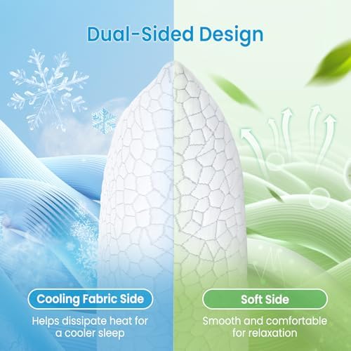 QUTOOL Cooling Pillow for Sleeping, CertiPUR-US Shredded Memory Foam Full Body Pillow Set of 1, Long Pillow for Bed with Removable Double-Sided Soft & Cool Cover, Soft Yet Support,White - Image 2