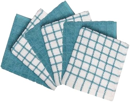 Bumble Dish Cloths (6-Pack), 100% Cotton Kitchen Towels, 12"x12" - Aqua - Image 2