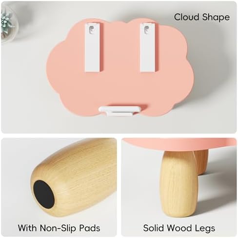 AFOOYO Adjustable Wood Laptop Stand, Ergonomic Height Angles Computer Stand, Cloud-Shaped Holder Riser Notebook Stand for Desk Compatible with Air, Pro, Dell, HP, Lenovo More 10-17.3" Laptops, Pink - Image 5