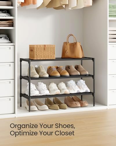 SONGMICS Shoe Rack, 3-Tier Stackable Metal Shoe Organizer, 24.5" Wide - Image 6