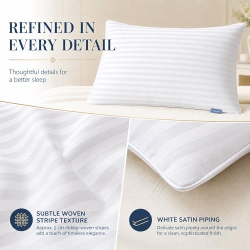 CozyLux Pillows Standard Size Set of 4, Hotel Style Stripe Bed Pillow - Image 3
