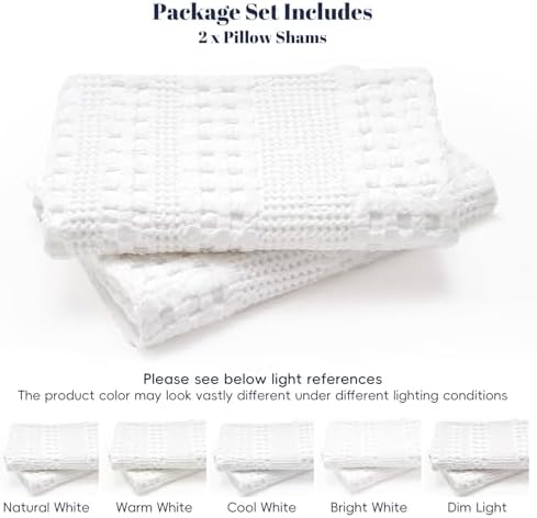 PHF Cotton Waffle Weave Euro Sham Covers 26" x 26", White, No Insert - Image 6