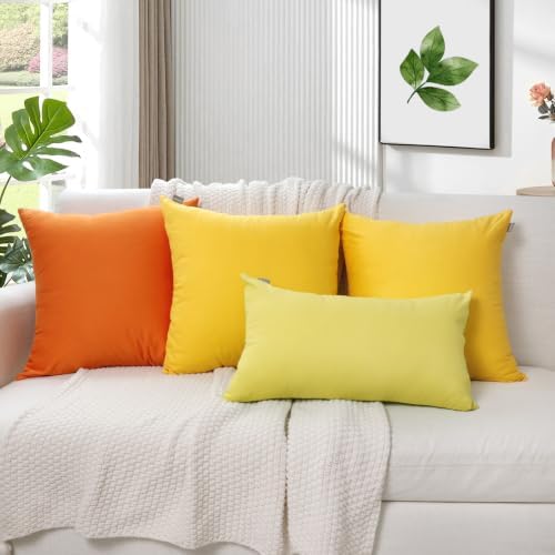 Thmyo 4-Pack 100% Cotton Lumbar Comfortable Solid Decorative Throw Pillow Case Rectangle Cushion Cover Pillowcase DIY Throw Pillowcase(12x20inch/30x50cm, Light Yellow 2) - Image 2