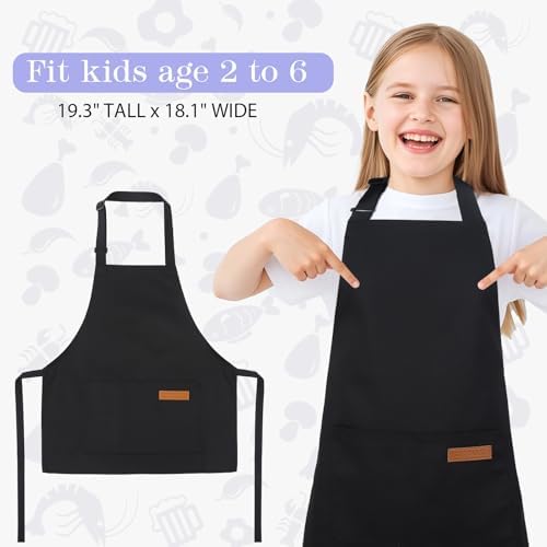 2 Pack Stripes Kids Apron, Kids Cooking Aprons with 2 Pockets, Cute Aprons for Cooking for Boys and Girls - Image 4