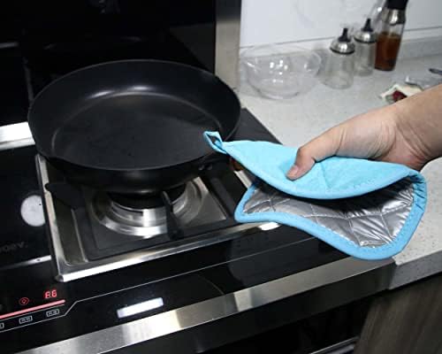 5 PCS Pot Holders for Kitchen, Cotton Potholers with Great Heat Resistance, Hot Pads, Trivets for Cooking and Baking Blue - Image 7