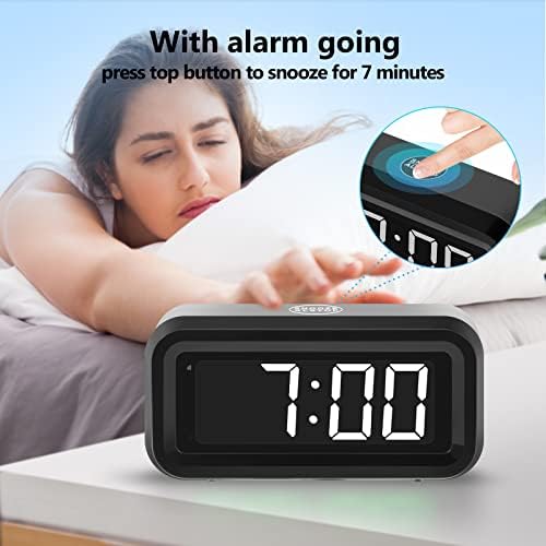 Digital Alarm Clock Battery Operated with LED Display for Bedrooms, Long Battery Life for 12 Months, 3 Brightness Adjustable, 12/24 Hour, Snooze, Black Case with White Digits - Image 5
