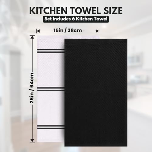 Infinitee Xclusives Kitchen Towels - 6 Pack - Cotton Dish Towel |15" x 25"| - Image 4