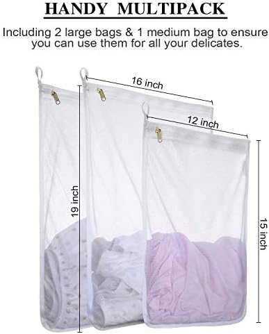 Fine Mesh Laundry Bags for Delicates, 3 Pack (2L+1M) Reusable Wash Bags with Sturdy Zippers, Durable Net Washing Bags for Lingerie, Bra, Sock, Underwear, Baby Clothes, Travel Organizer - Image 2