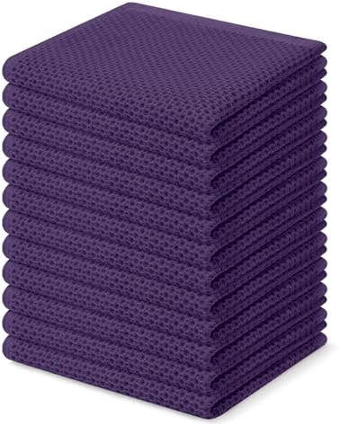 Homaxy 100% Cotton Waffle Weave Kitchen Dish Cloths 12-Pack, Eggplant by Homaxy