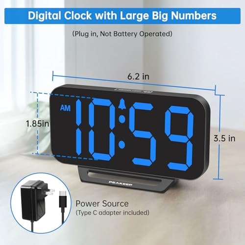 Peakeep Small Digital Alarm Clock for Bedrooms, Loud for Heavy Sleepers - Image 2