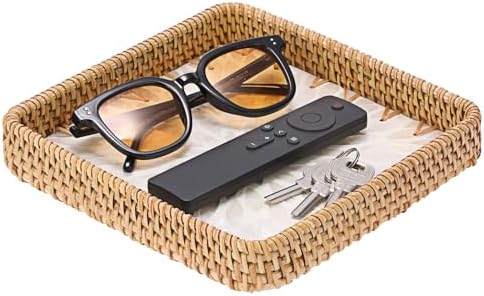 Small Wicker Tray, Handwoven Rattan Key Tray for Entryway Table by Unknown