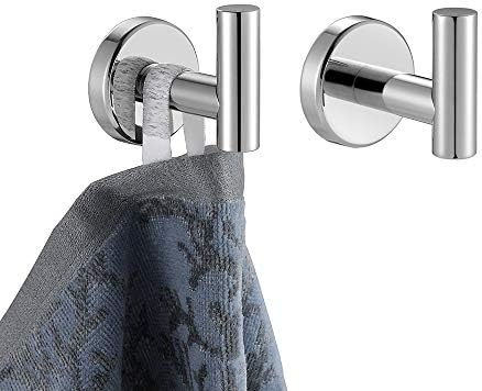 JQK Chrome Bathroom Towel Hook, 304 Stainless Steel Coat Robe Clothes Hook for Bathroom Kitchen Garage Wall Mounted (Pack of 2), TH100-CH-P2 by Homeimprovement