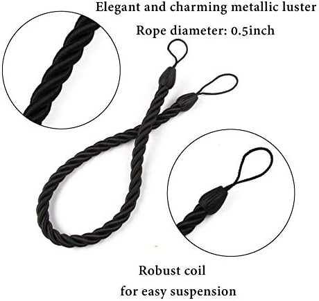 BEL AVENIR Curtain Tiebacks Ropes Tie-Backs,Handmade Holdbacks(Black,4P) - Image 2