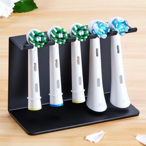 Electric Toothbrush Head Holder, Tooth Brushing Holder, Wall Mounted Toothbrush Holders Shower Bathroom, Self Adhesive or Desktop Tooth Brush Holder Organiser (Black, Medium) by WAYASI