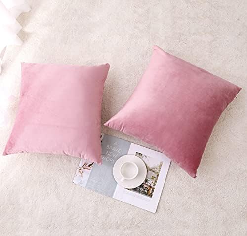 NiNi ALL Pink Velvet Throw Pillow Covers 18x18 Pack of 2 Decorative Couch - Image 2