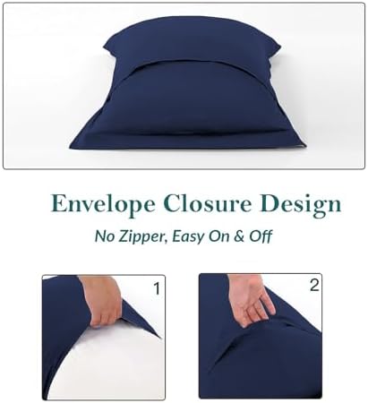 Queen Pillow Shams 20x30 Set of 2 Navy Blue 600 TC 100% Egyptian Cotton - Image 5