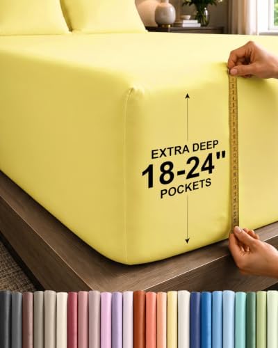 CGK Extra Deep Full Single Fitted Sheet Only - Yellow by CGKUnlimited