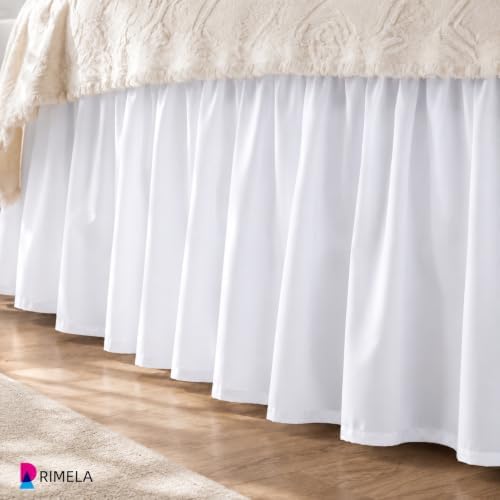 RIMELA White Bed Skirt King Size 15 Inch Drop, Elastic Bed Skirting for Bed Base and Frame, Bedding Dust Ruffle, Lightweight Wrap Around Adjustable Bedskirt, Cal King - Image 6
