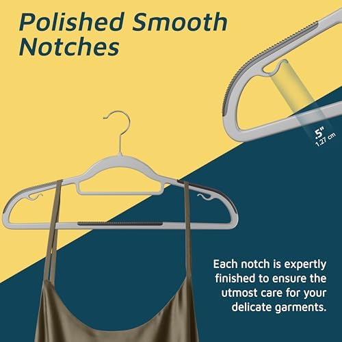 Lifemaster Plastic Clothes Hanger Set - 30 Pieces Versatile, Lightweight, Space-Saving, Non-Slip, Slim Designed, Dry and Wet Clothes Hanger Set with 360° Swivel Hook and Rubber Coating - Gray - Image 3
