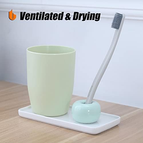 Urbanstrive Sleek Mini Ceramics Toothbrush Holder Stand for Bathroom Vanity Countertops (Green 1-Pack) - Image 5