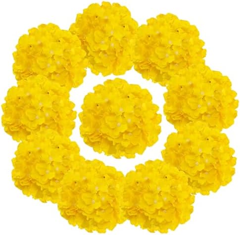 Fake Yellow Hydrangea Artificial Flowers - Faux Silk Hydrangeas Flowers Heads with Stems Real Touch for Home Wedding Party Table Decor(Yellow,Pack of 10) - Image 5